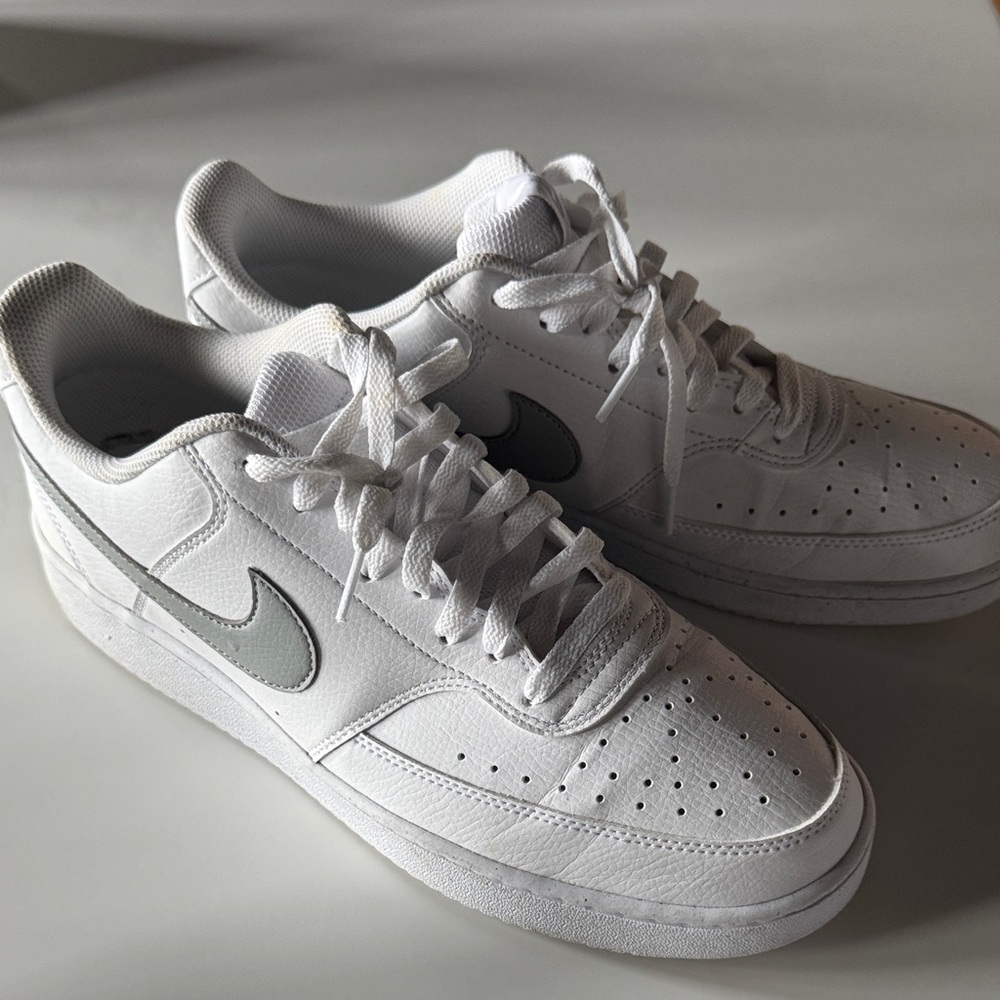 White Sneakers with Gray Swoosh